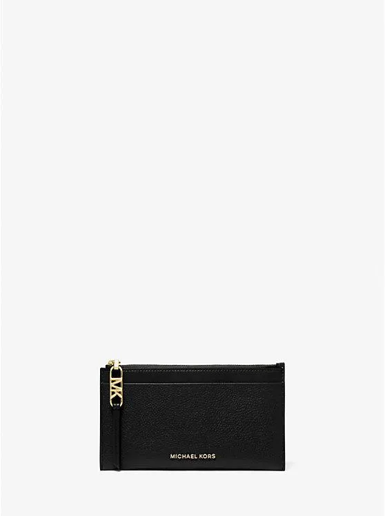 Tarjetero grande de piel granulada