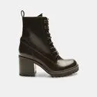 Botines de mujer con cierre de cordones y tacón ancho