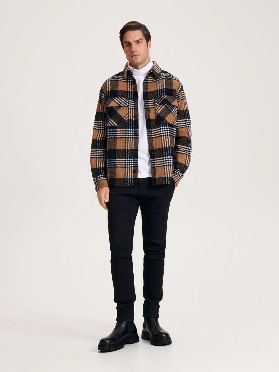 Jachetă shacket cu adaos de lână