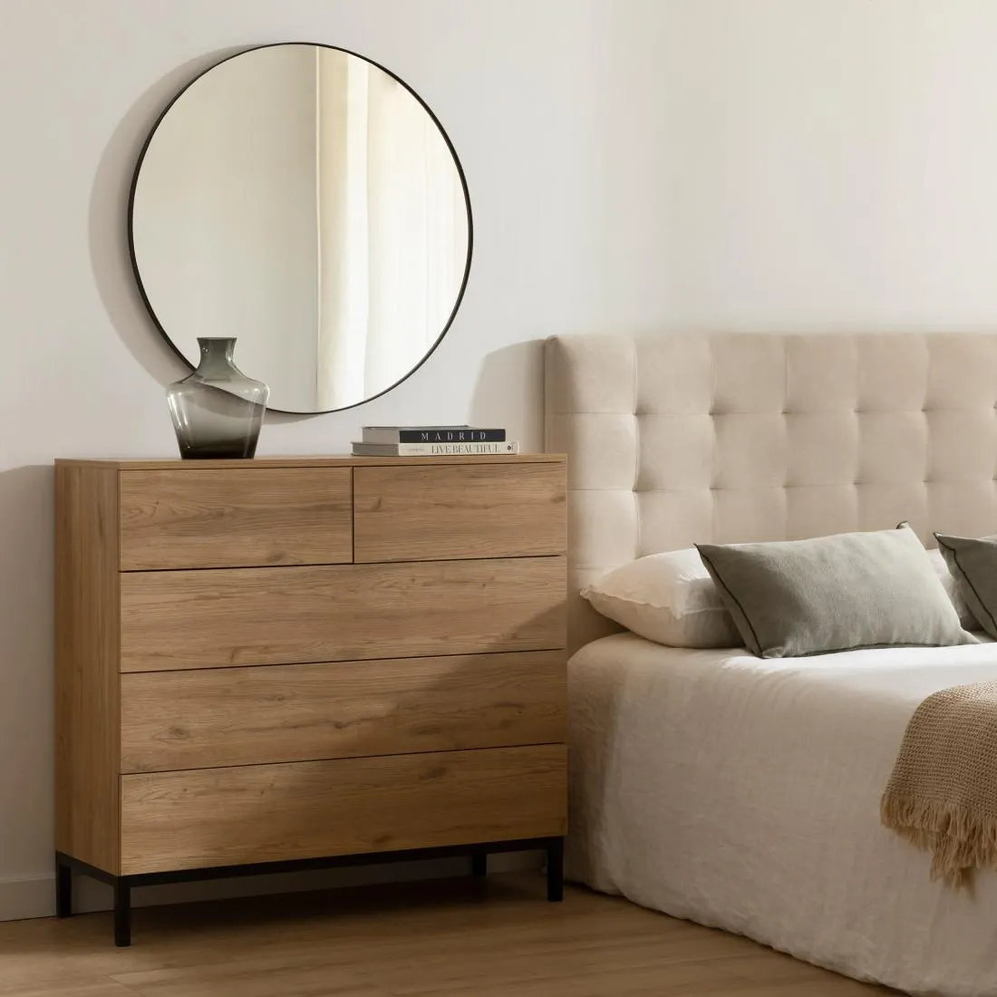 Cómoda natural 5 cajones