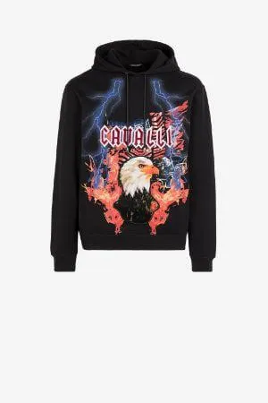 Sudadera de algodón con capucha y estampado Abstract