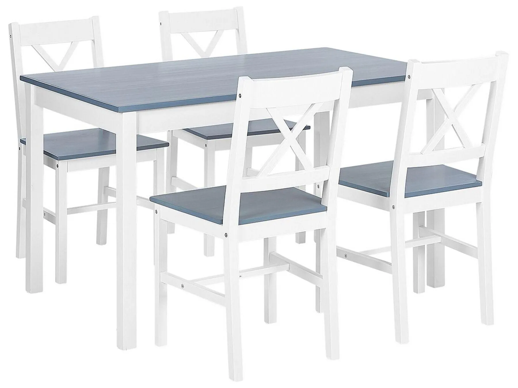 Conjunto de comedor MOANA Madera de pino Blanco 4 plazas