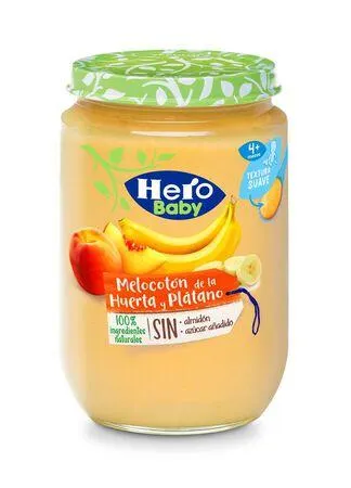 Alimento Infantil Hero Baby Tarro 190gr Melocotón Y Plátano (Desde +4 Meses)