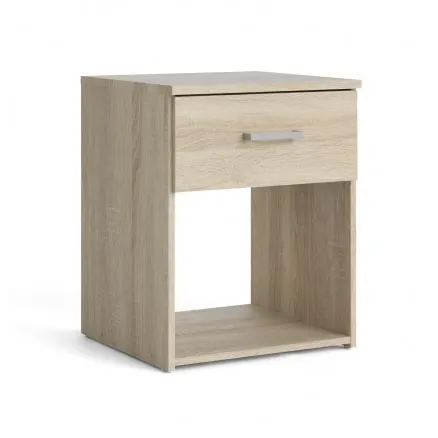 Mesita en color roble con un cajón y hueco