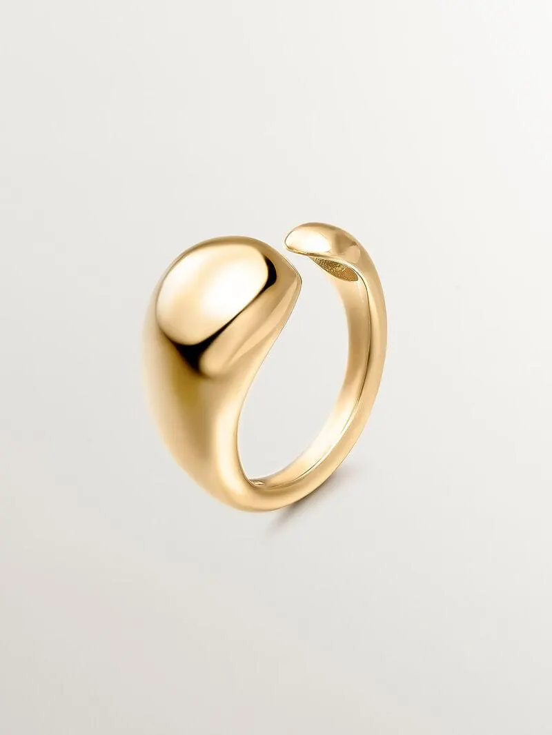 Anillo Tú y Yo de plata 925 bañada en oro amarillo de 18K con forma abombada