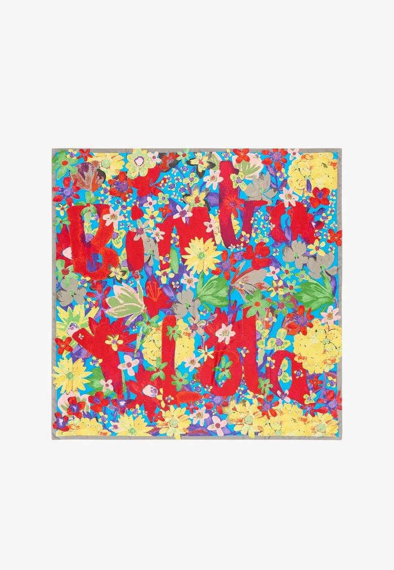 LOGO Y FLORES ACUARELA - Fular - frambuesa