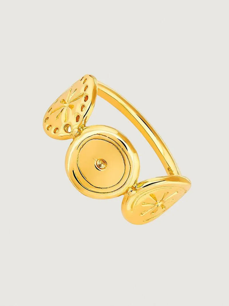 Anillo de plata 925 bañada en oro amarillo de 18K con motivos étnicos