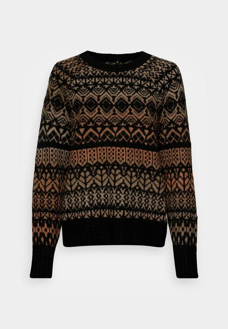 ONLAIDA FAIRISLE - Jersey de punto - black humus toasted coconut space