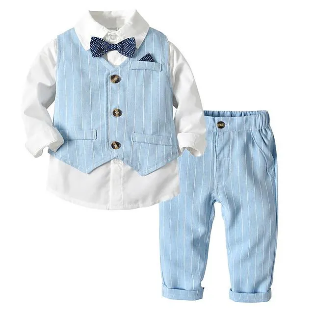 kids jongens shirt & broek set 2 stuks lange mouwen streep print katoen party school date basic pak1-6 jaar