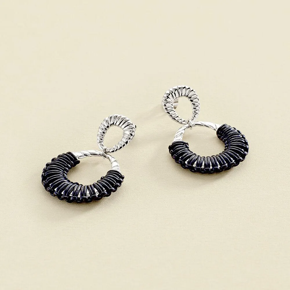 Pendientes largos TWIGGY - Plateado / azul oscuro