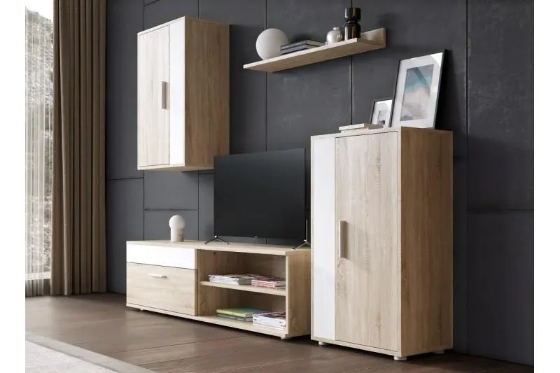 Mueble de salón KUBE Roble y Blanco