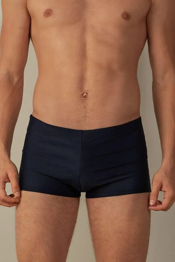 Plain Square-Cut Swim Trunks