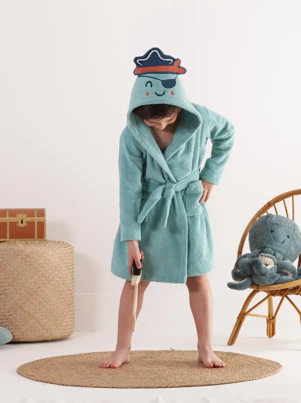 Albornoz infantil pirata de rizo 380g/m2