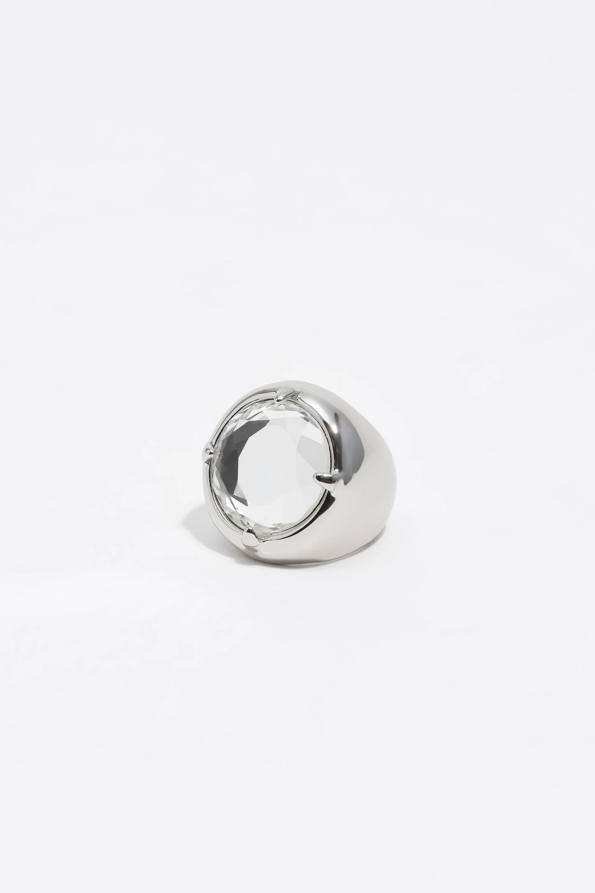 Anillo cristal plateado
