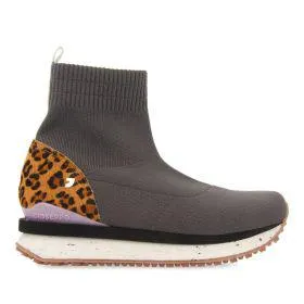 Rippig women's leopard-print sock-style sneakers with details in lilac and mint green