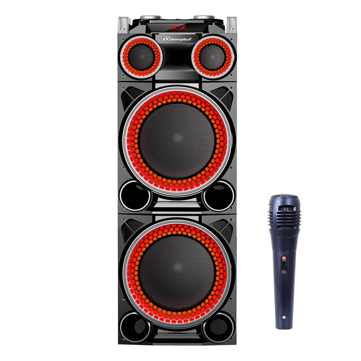 Altavoz portátil Champbull DM63 60W luces LED con micrófono negro