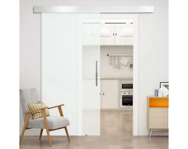 Puerta corredera vidrio, aleacion de aluminio color translúcido 200x213 cm