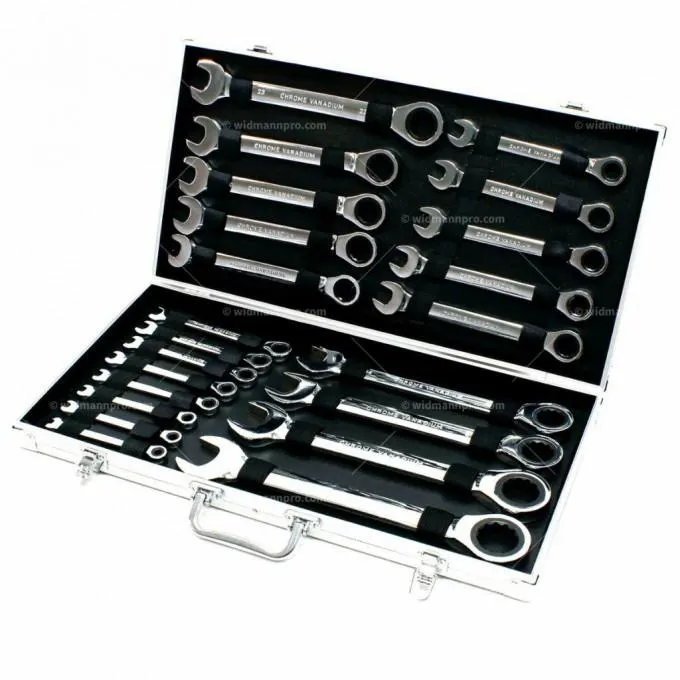 Juego de llaves de carraca (22 piezas, 6-32 mm, flexible, con maletín de herramientas)
