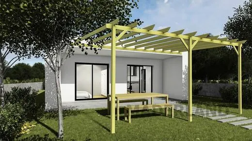 Pérgola adosada a pared de madera maciza Zamora