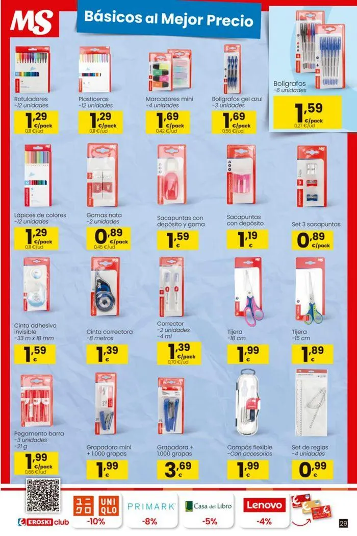 Catálogo de Ofertas Vuelta al Cole EROSKI 22 de agosto al 18 de septiembre 2024 - Página 29