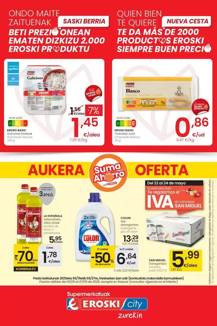 Catálogo de AUKERA OFERTA EROSKI CITY 15 de mayo al 27 de mayo 2025 - Página 1