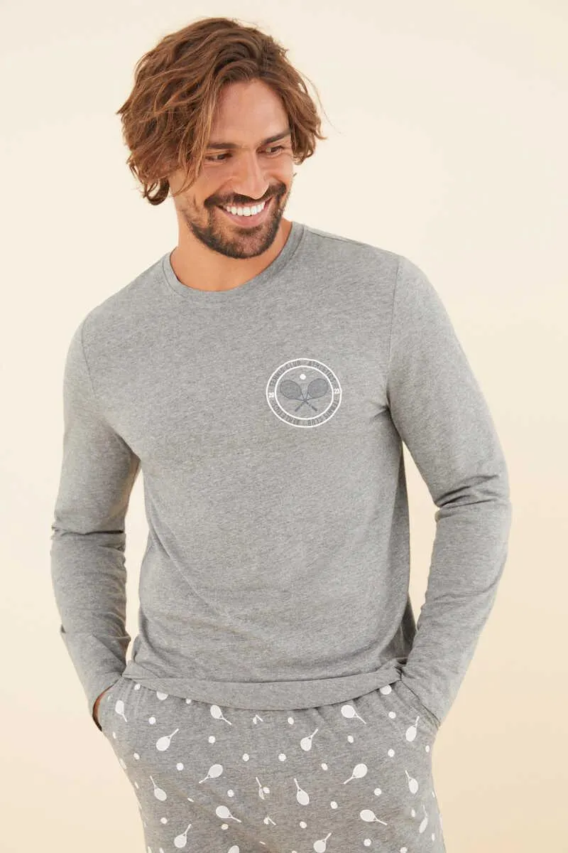 Pijama largo hombre 100% algodón tenis