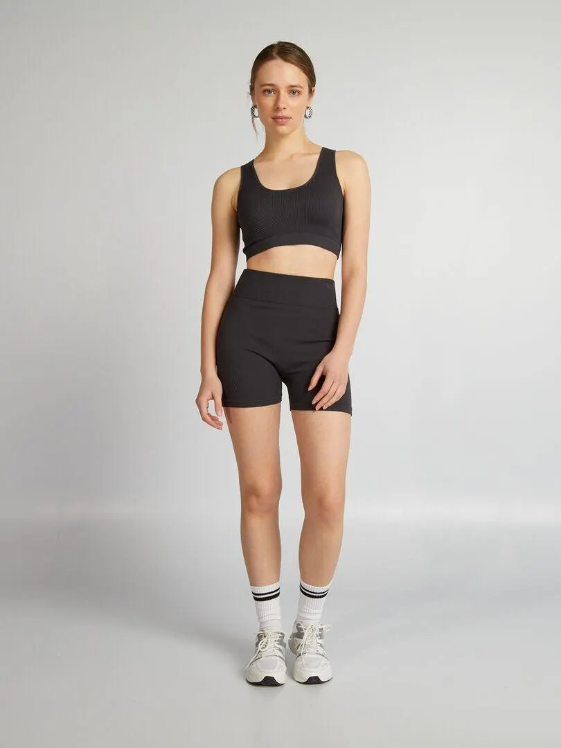 Short ciclista de punto de canalé - NEGRO