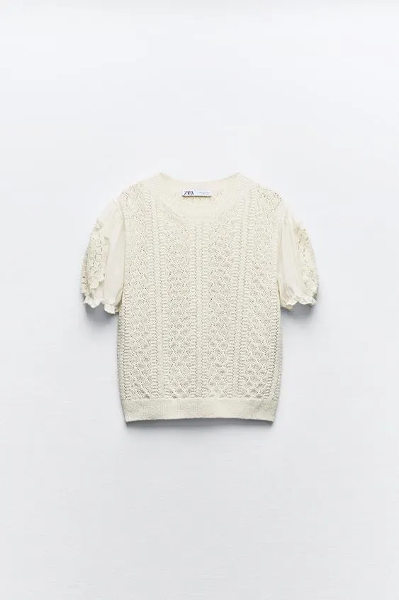 TOP PUNTO ROMÁNTICO MANGA ABULLONADA