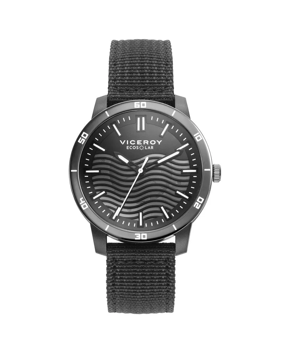 Reloj de hombre Ecosolar con caja de plástico reciclado y correa de nylon reciclado en negro
