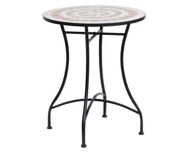 Mesa de jardín ø60x71 cm metal y cerámica Outsunny