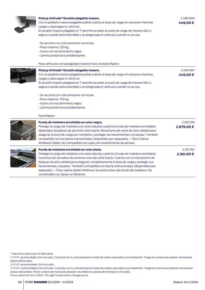 Catálogo de Ford de accesorios Ford Ranger 13 de noviembre al 13 de noviembre 2025 - Página 30