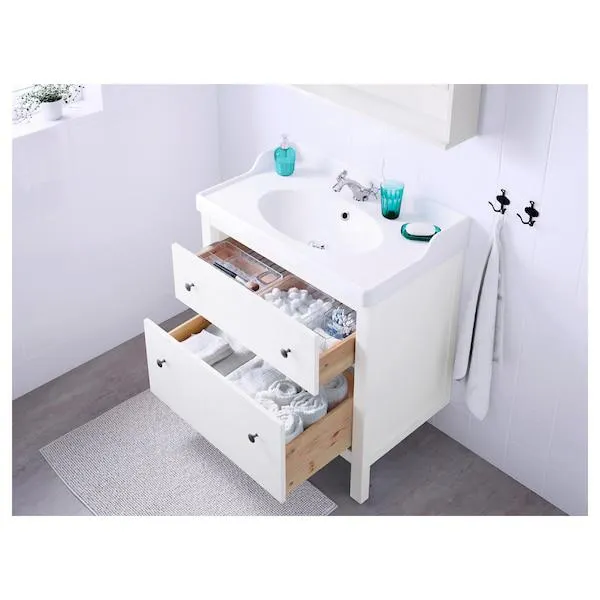 Armario lavabo 2 cajones, blanco,