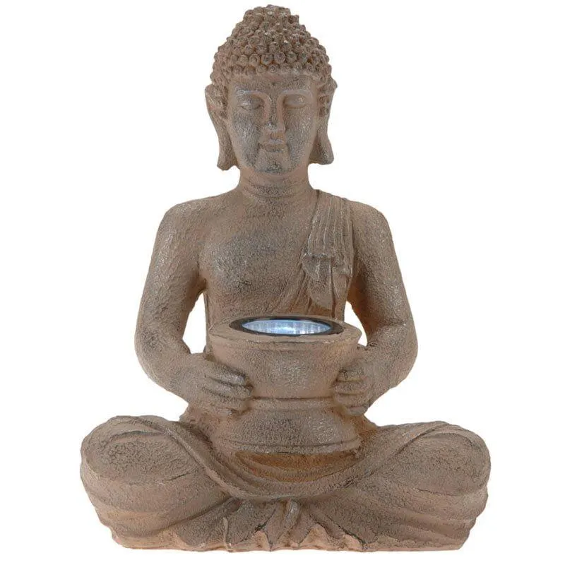 Figura con luz solar Buda 31x22 cm