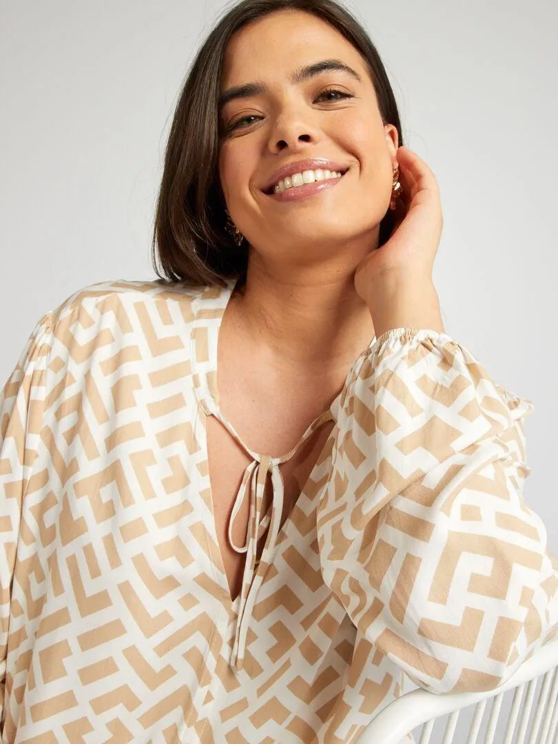 Vestido largo con capas - BEIGE