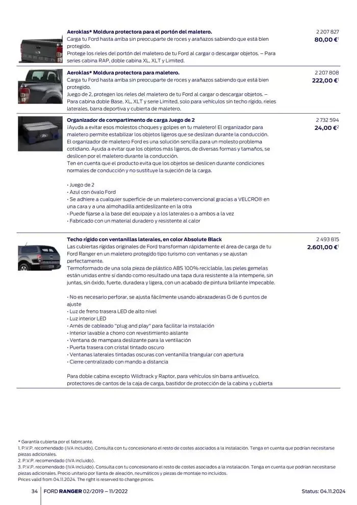 Catálogo de Ford de accesorios Ford Ranger 13 de noviembre al 13 de noviembre 2025 - Página 34
