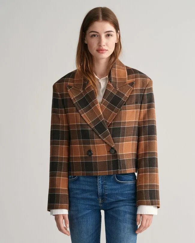 Lyhyt ruudullinen bleiseritakki villasta