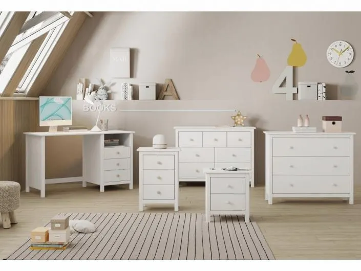 Escritorio con cajones y hueco color blanco