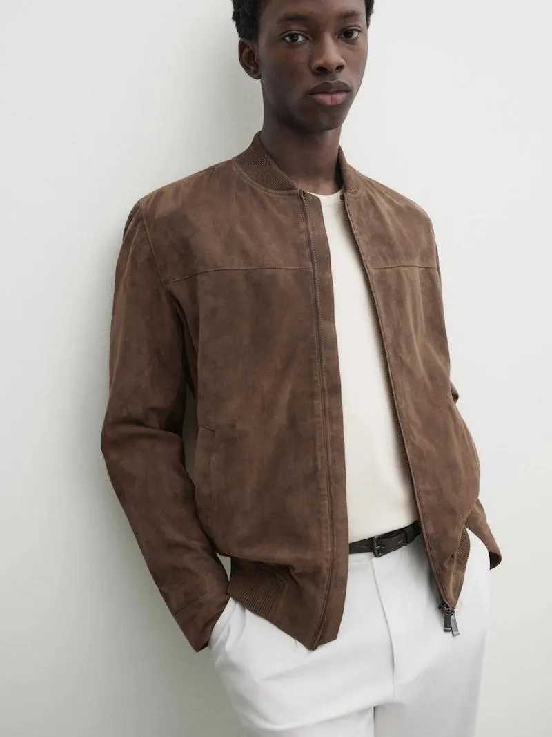 Chaqueta bomber piel ante