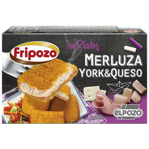FRIPOZO Merluza empanada rellena de jamón y queso FRIPOZO Mis platos de El Pozo 4 x 90 g.