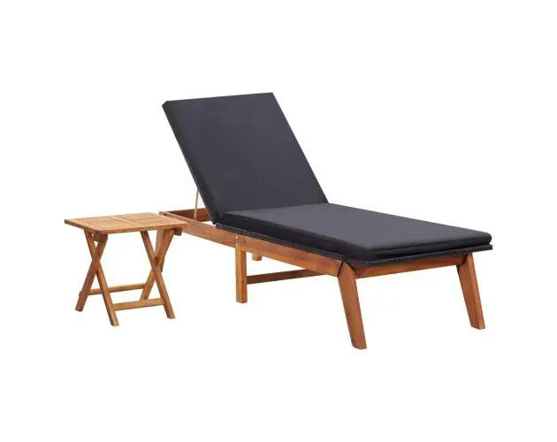 vidaXL tumbona con mesa ratán sintético y madera maciza de acacia