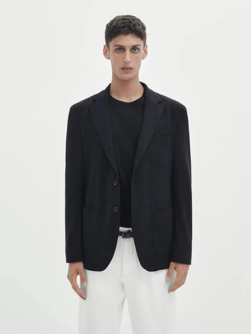 Americana con lana azul marino