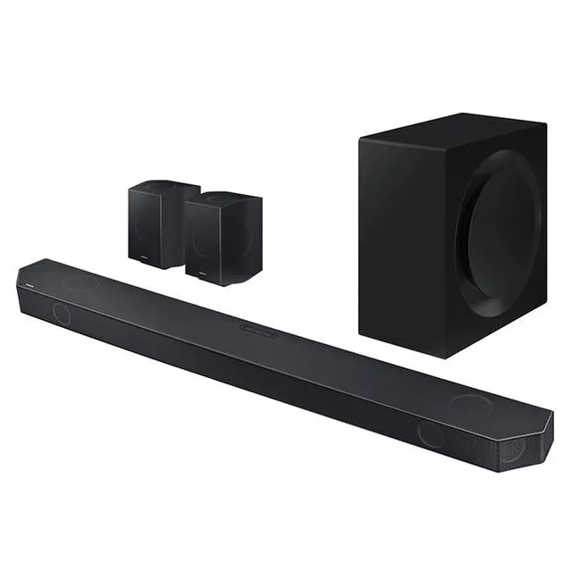 Barra de sonido Samsung 2023 HW-Q990C Dolby Atmos y DTS: X, Q-Symphony, 11.1.4 ch, 656W, Subwoofer inalámbrico