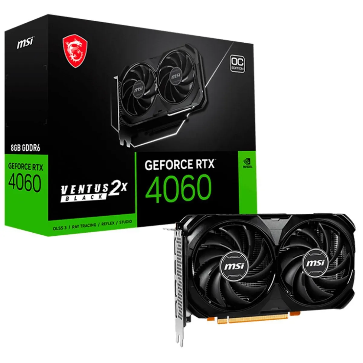 TARJETA GRÁFICA MSI GEFORCE RTX 4060 VENTUS 2X BLACK 8G 912-V516-004