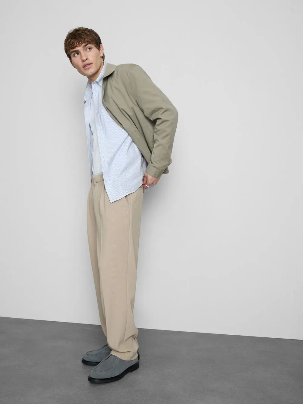 Long Sleeve Striped Oxford Shirt