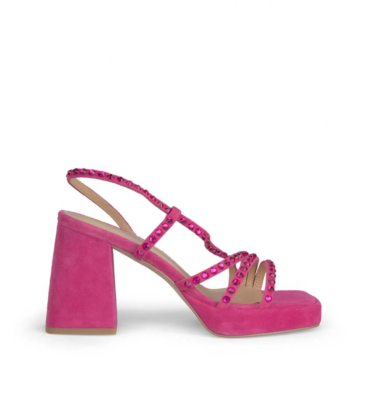 Sandalia de Mujer de tacón realizada en Piel.