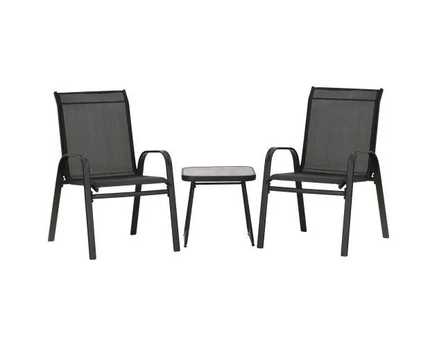 Muebles de jardín textilene, acero, plástico spc negro 68x57,5x93 cm