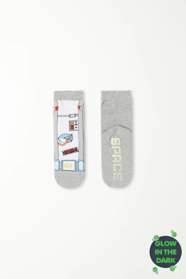 Calcetines Antideslizantes Cortos con Estampado Luminoso para Niños