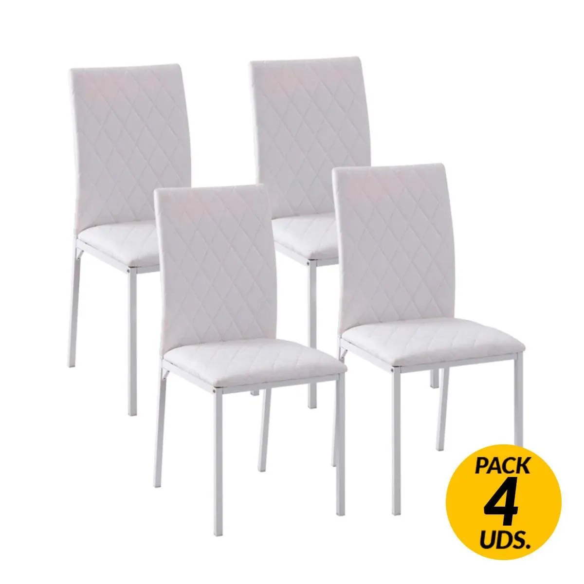 Pack de 4 sillas de comedor Homcom polipiel blanco 91x50x41 cm