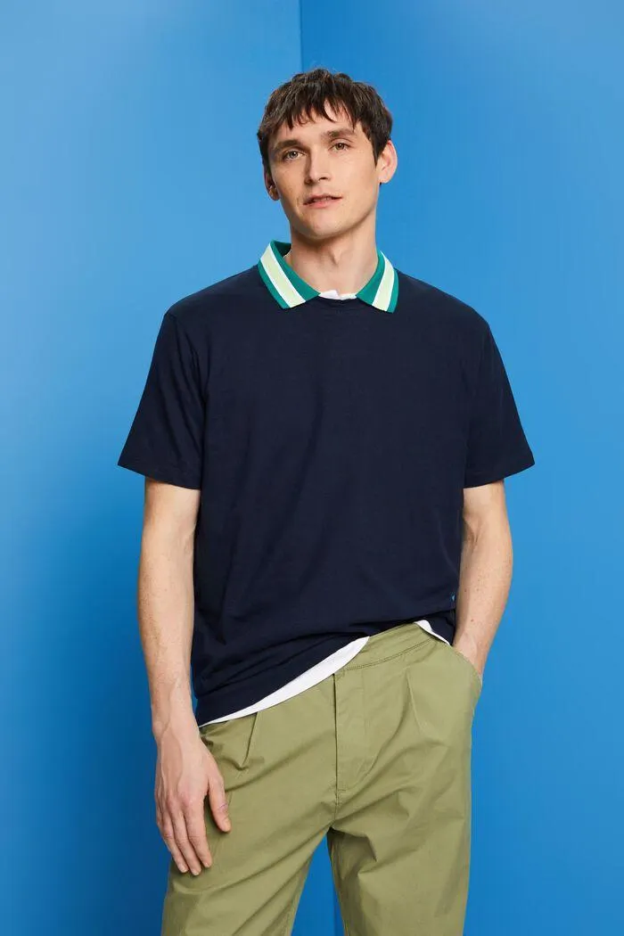 T-shirt en mélange de coton et de lin