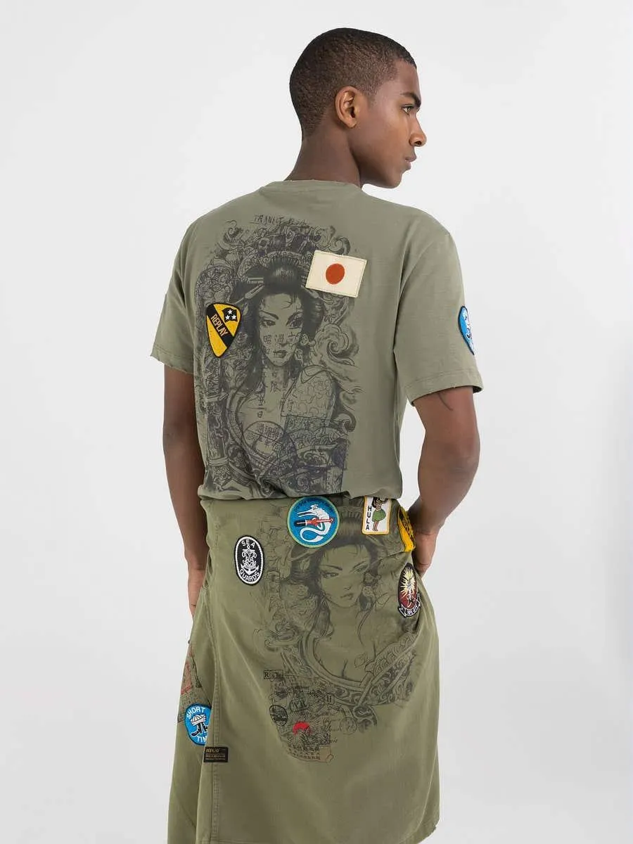 Camiseta de punto con estampado japonés